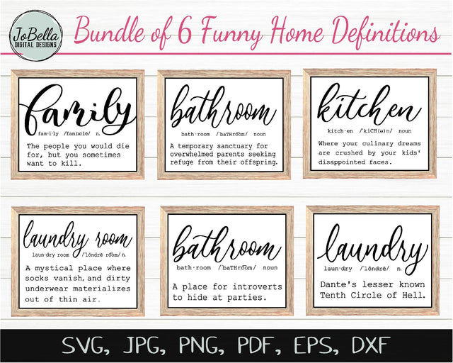 Funny Home Definitions SVG Bundle SVG JoBella Digital Designs 