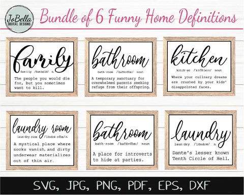 Funny Home Definitions SVG Bundle SVG JoBella Digital Designs 