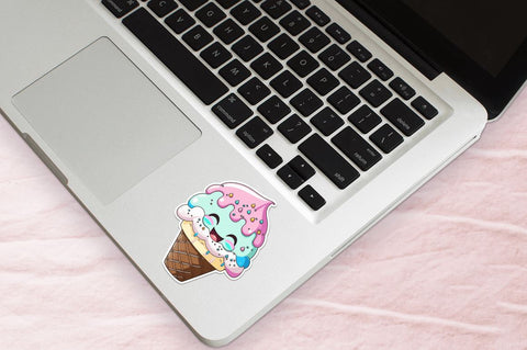 Funny Ice Cream characters with glitter Stickers Bundle Sublimation Regulrcrative 