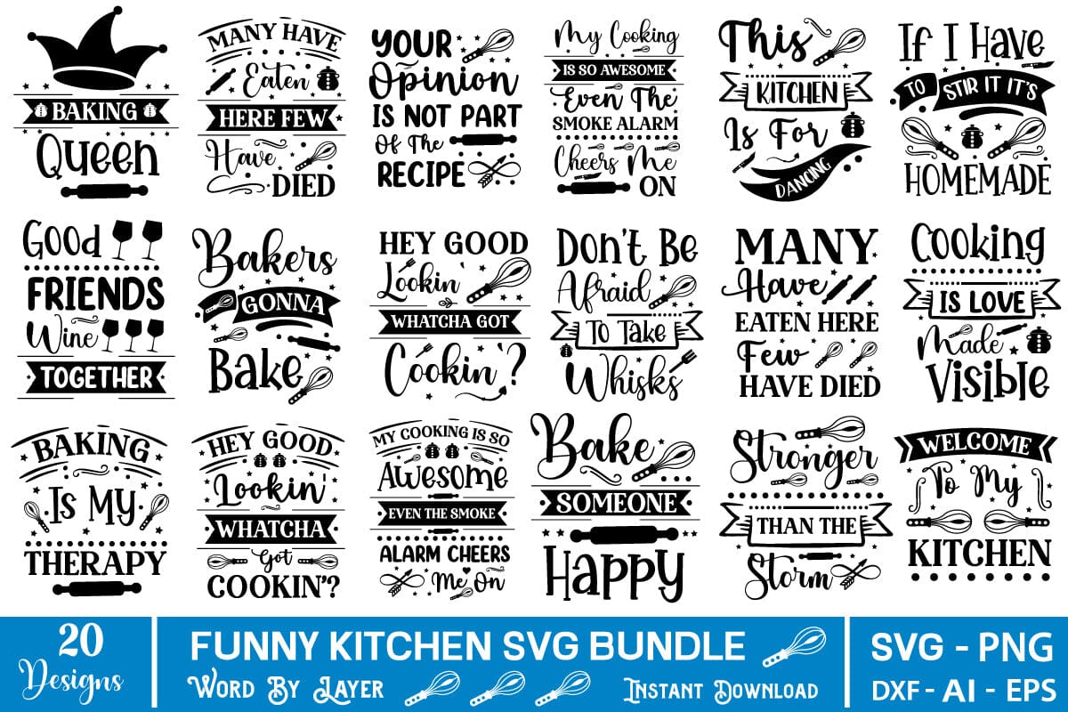 Funny Kitchen SVG Bundle, Kitchen Quotes By dapiyupi