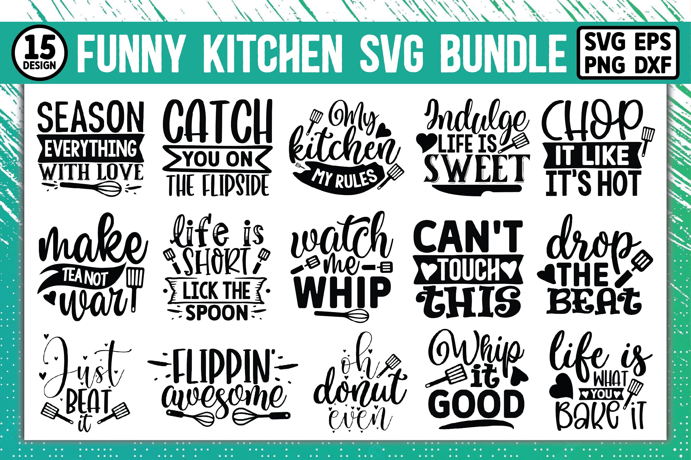 Funny Kitchen SVG Bundle SVG Cut File SVGs,Quotes and Sayings,Food &  Drink,On Sale, Print & Cut - So Fontsy