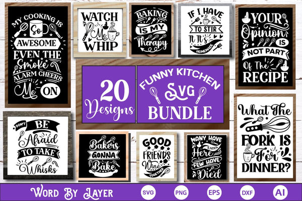 Funny Kitchen Quotes SVG Bundle Free For Commercial Use - So Fontsy