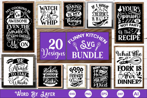 Funny Kitchen SVG Bundle SVG Cut File SVGs,Quotes and Sayings,Food &  Drink,On Sale, Print & Cut - So Fontsy