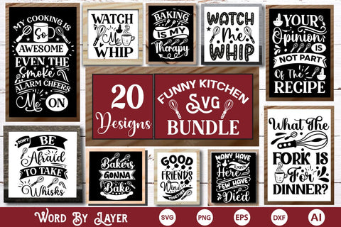 Funny Kitchen SVG Bundle SVG Cut File SVGs,Quotes and Sayings,Food &  Drink,On Sale, Print & Cut - So Fontsy