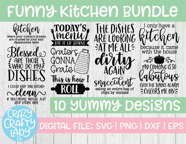 Funny Kitchen SVG Cut File Bundle SVG Crazy Crafty Lady Co. 