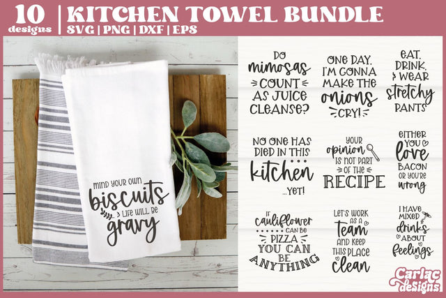 Funny Kitchen Towel SVG Bundle | Funny Kitchen SVG Bundle | Vol1 SVG Carla C Designs 