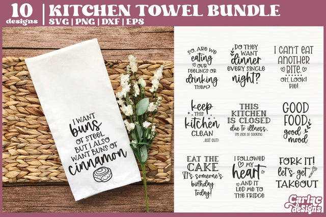 Funny Kitchen Towel SVG Bundle | Funny Kitchen SVG Bundle | Vol2 SVG Carla C Designs 