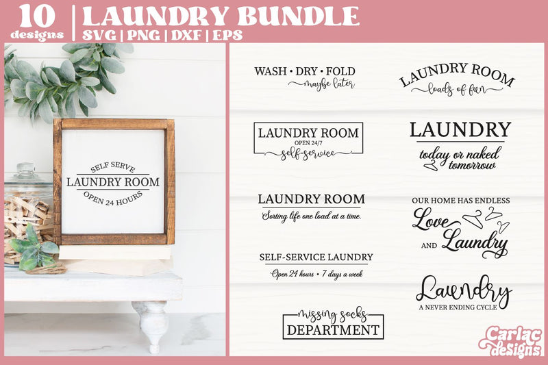 Funny Laundry SVG Bundle | Laundry Room Sign SVG Bundle - So Fontsy