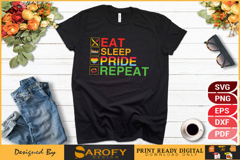 Funny LGBTQ pride month eat sleep pride repeat SVG Sarofydesign 