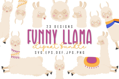 Funny Llama Illustration Bundle SVG dapiyupi store 