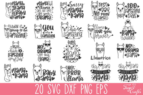 Funny Llama SVG Quotes Bundle SVG Feya's Fonts and Crafts 