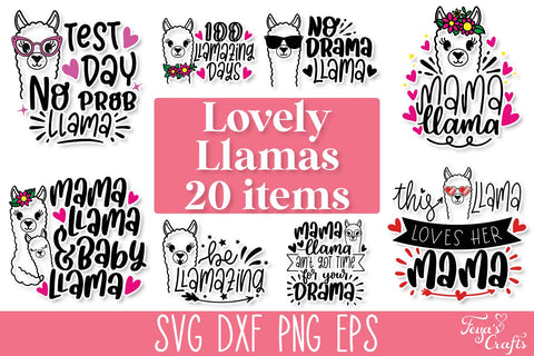 Funny Llama SVG Quotes Bundle SVG Feya's Fonts and Crafts 