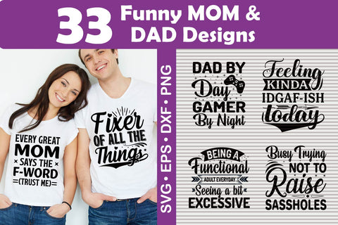 Funny MOM and DAD Quotes SVG Bundle SVG Paper Switch 
