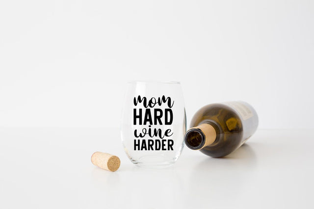Funny Mom Life SVG - Mom Hard, Wine Harder SVG Simply Cutz 