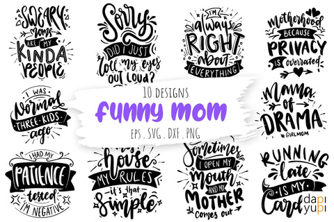 Funny Mom Quotes Bundle Sarcastic Mom SVG dapiyupi store 