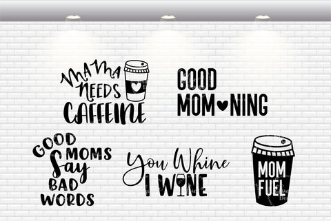 Funny Mom Quotes Bundle - SVG, PNG, DXF, EPS SVG Elsie Loves Design 
