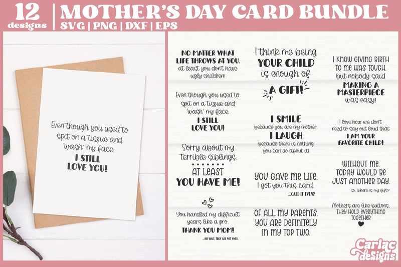 Funny Mother's Day SVG Bundle | Funny Mother's Day Card SVG Carla C Designs 