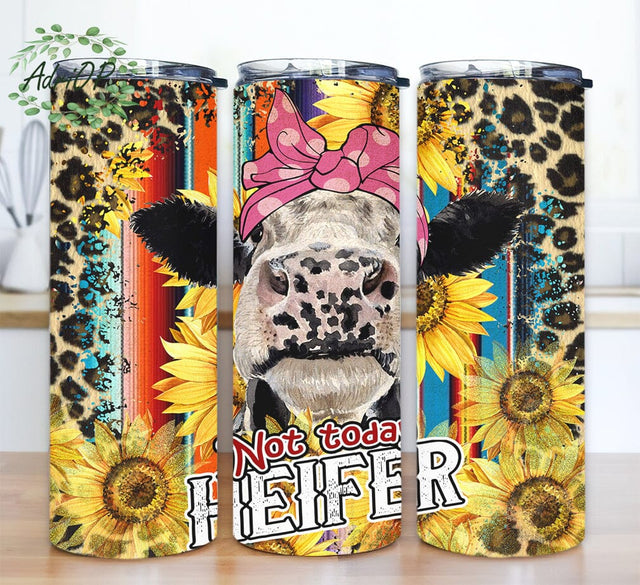 Funny Not Today Heifer Cow 20oz Skinny Tumbler Png, Leopard Sunflower Tumbler, Sunflower Heifer Advice Tumbler, Heifer Sunflower Tumbler Sublimation AdriOP 