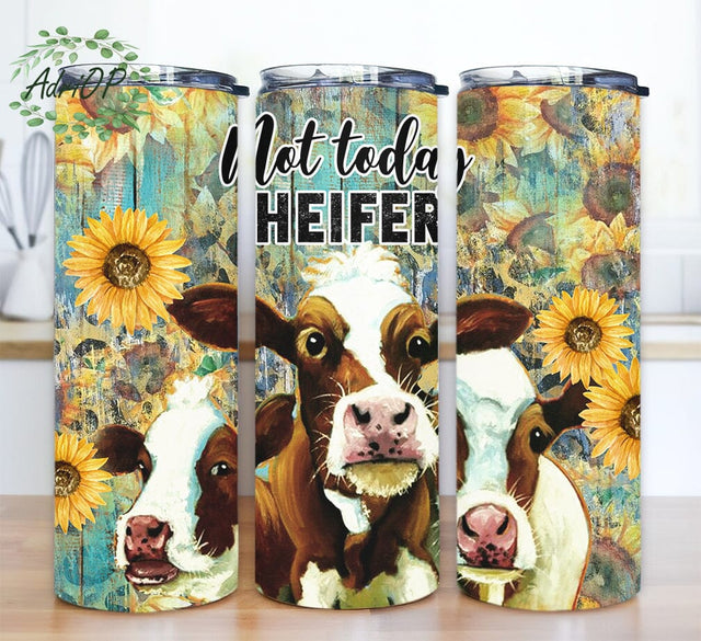 Funny Not Today Heifer Cow 20oz Skinny Tumbler Png, Sunflower Tumbler, Sunflower Heifer Advice Tumbler, Heifer Sunflower Tumbler, Sublimation Design Downloads Sublimation AdriOP 