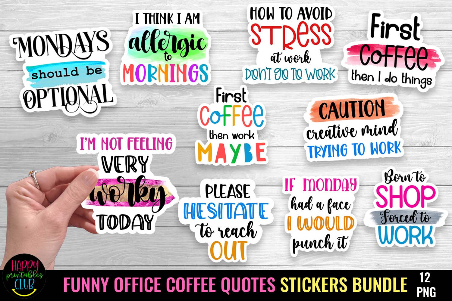 Funny Office Stickers Bundle I Sarcastic Quotes Stickers PNG - So Fontsy