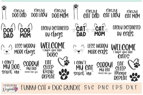 Funny Pet SVG Bundle, Dog Mom SVG, Cat Mom SVG, Paw Print SVG SVG Designing Digitals 