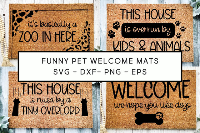Funny Pet Welcome Mat Bundle, Funny Dog SVG, Funny Welcome mat SVG SVG Designing Digitals 