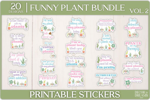 Funny Plant Sticker Bundle | Plant Sticker Bundle | Vol. 2 Sublimation Decor and Dreams 