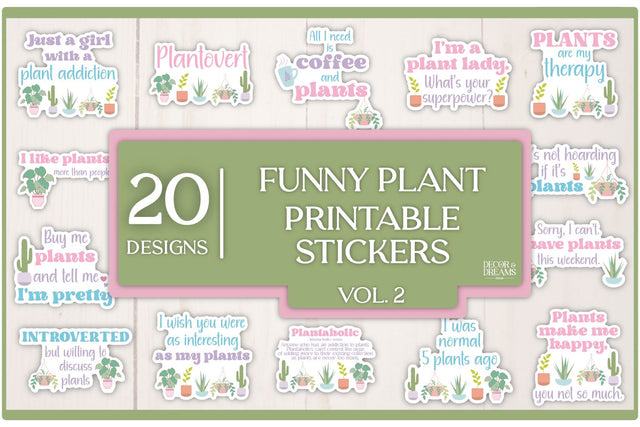 Funny Plant Sticker Bundle | Plant Sticker Bundle | Vol. 2 Sublimation Decor and Dreams 