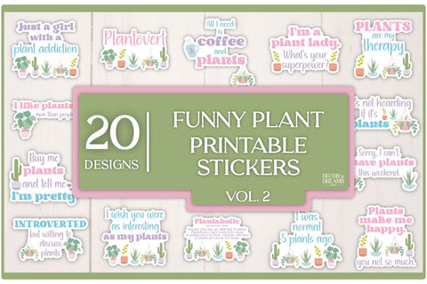 Funny Plant Sticker Bundle | Plant Sticker Bundle | Vol. 2 Sublimation Decor and Dreams 