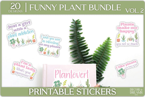 Funny Plant Sticker Bundle | Plant Sticker Bundle | Vol. 2 Sublimation Decor and Dreams 