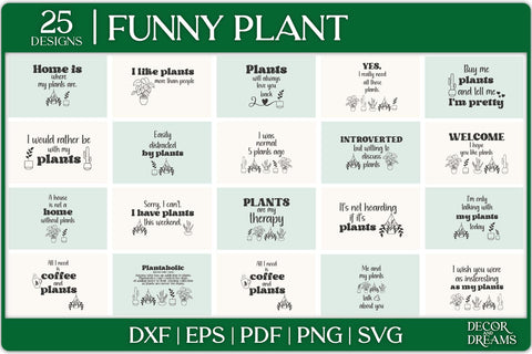 Funny Plant SVG Bundle | Plant Lover SVG Bundle | Vol 1 SVG Decor and Dreams 