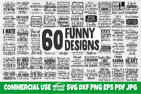 Funny quotes svg bundle | 60 Sarcastic sayings | Sarcasm svg | Cut files for cricut and silhouette SVG TonisArtStudio 