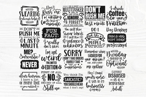 Funny quotes svg bundle | 60 Sarcastic sayings | Sarcasm svg | Cut files for cricut and silhouette SVG TonisArtStudio 