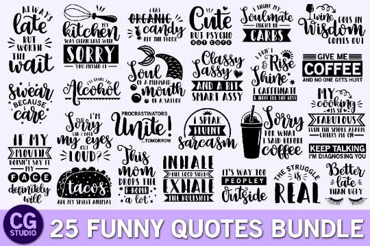 Funny Quotes SVG Bundle, funny svg sayings, funny kitchen svg, wine svg sayings, funny coffee svg, always late svg, sarcastic svg, cricut SVG James 