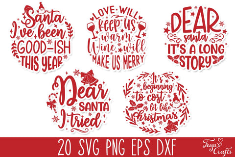 Funny Round Christmas Quotes SVG Pack SVG Feya's Fonts and Crafts 