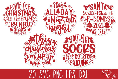 Funny Round Christmas Quotes SVG Pack SVG Feya's Fonts and Crafts 