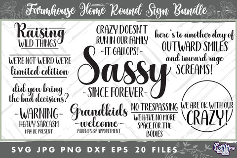 Funny Round Farmhouse Sign Bundle | Round Sign Home Bundle SVG Crafty Mama Studios 