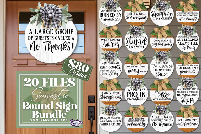 Funny Round Farmhouse Sign Bundle, Sarcastic Svg Door Hanger SVG Crafty Mama Studios 