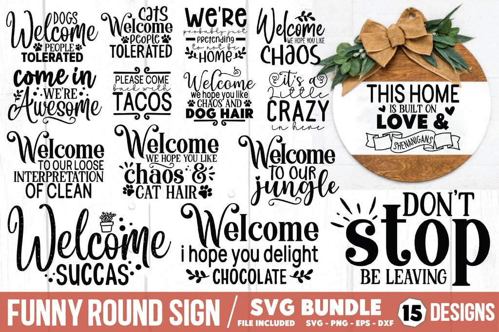 Humor Round Graphics Funny Round Sign SVG Bundle - So Fontsy
