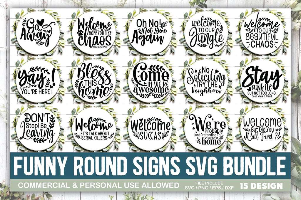 Funny Round Signs SVG Bundle - So Fontsy