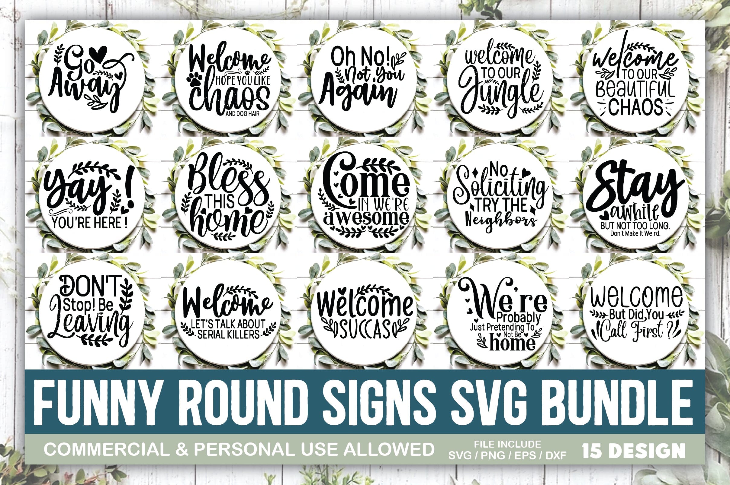 Humor Round Graphics Funny Round Signs SVG Bundle - So Fontsy