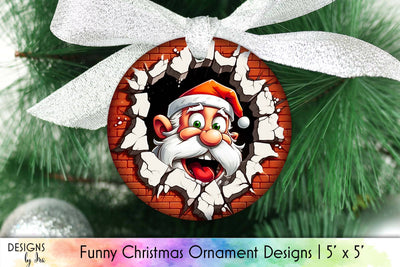 Funny Santa Claus Christmas Ornament Design Sublimation Designs by Ira 