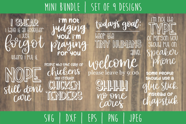 Funny Sarcastic Bundle Volume 2 - Set of 9 SVG SavoringSurprises