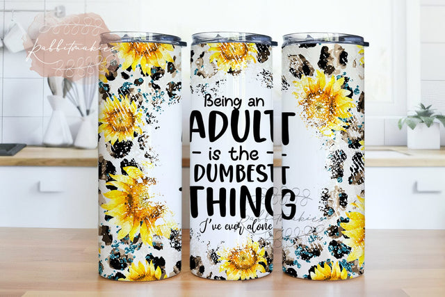 Funny Sarcastic Quote Tumbler Design Floral Print Sublimation Designs Downloads - Tumbler Wrap Skinny 20oz - PNG Sublimation Rabbitmakies 