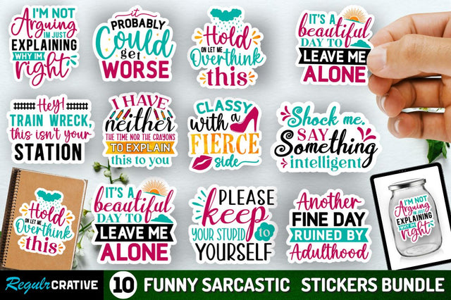 Funny Sarcastic Stickers Bundle Sublimation Regulrcrative 