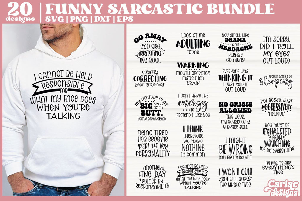 Funny Sarcastic SVG Bundle | Funny Quotes Shirt SVG Bundle - So Fontsy