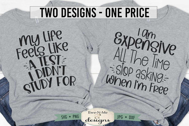 Funny Sarcastic SVG Files - A Test I Didn't Study For - I'm Expensive all the Time SVG Ewe-N-Me Designs 
