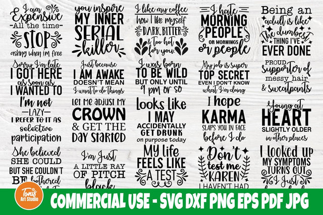 Funny Sayings SVG Bundle, Shirt Svg, Funny Quotes SVG TonisArtStudio 