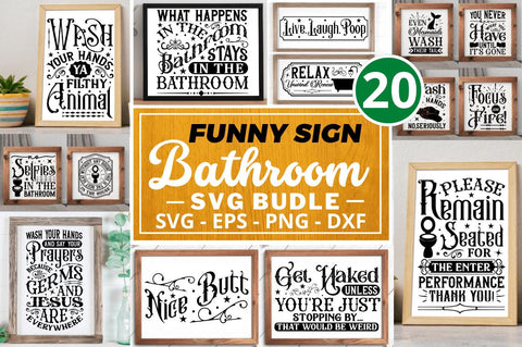 Funny Sign Bathroom Svg Bundle SVG Regulrcrative 