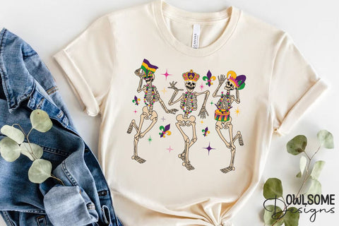 Funny Skeleton Dancing Mardi Gras PNG Sublimation Owlsome.Designs 